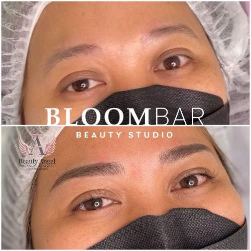 Before and after lifted brows